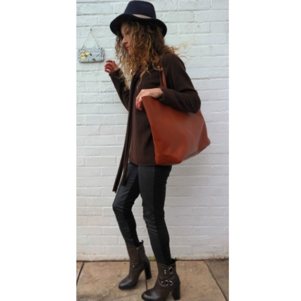 Zara Leather Metal Ring Ankle Heel Boot 6.5 - Picture 8 of 8